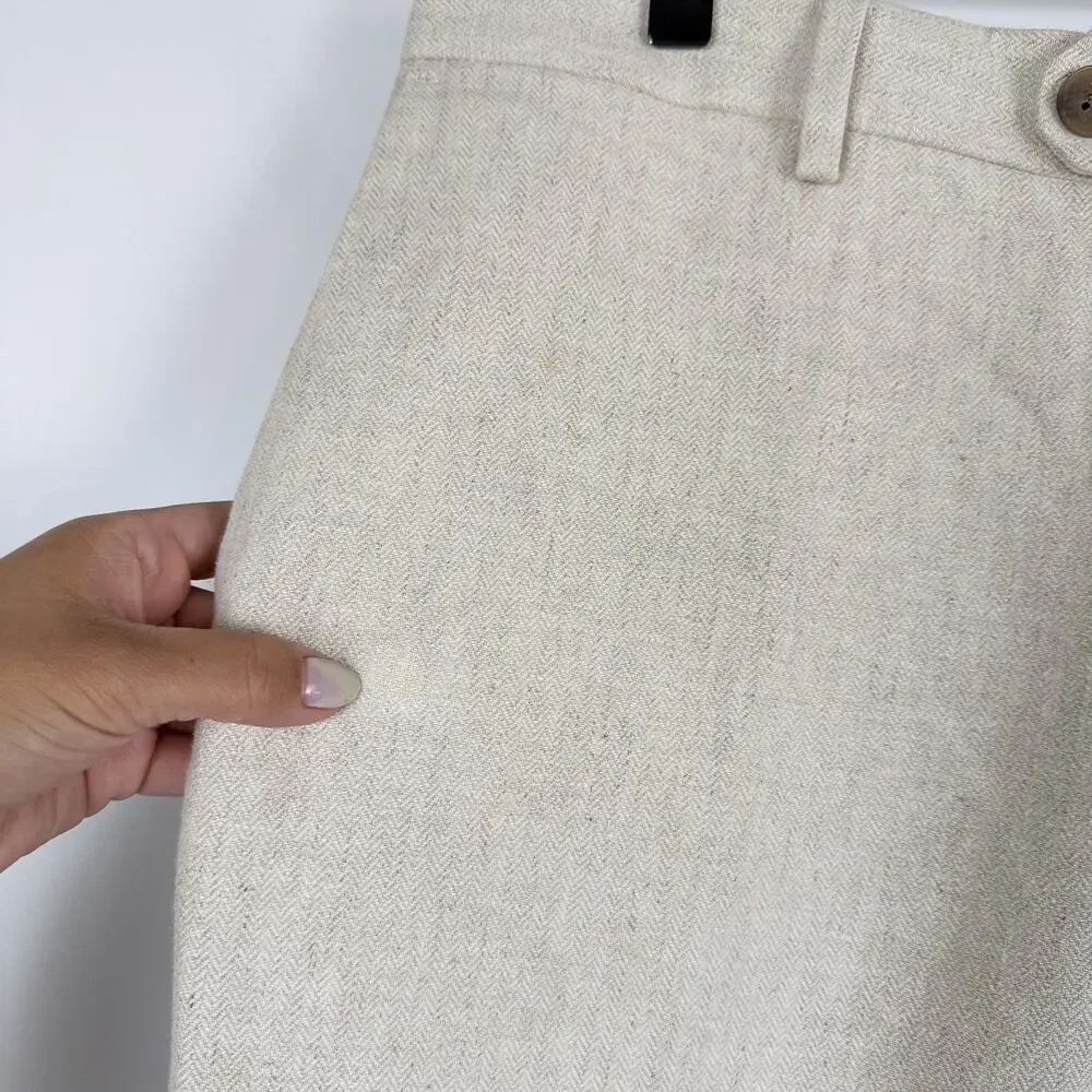 Banana Republic Mens Pants Meridian Linen-Cotton Beige Herringbone - 34x32